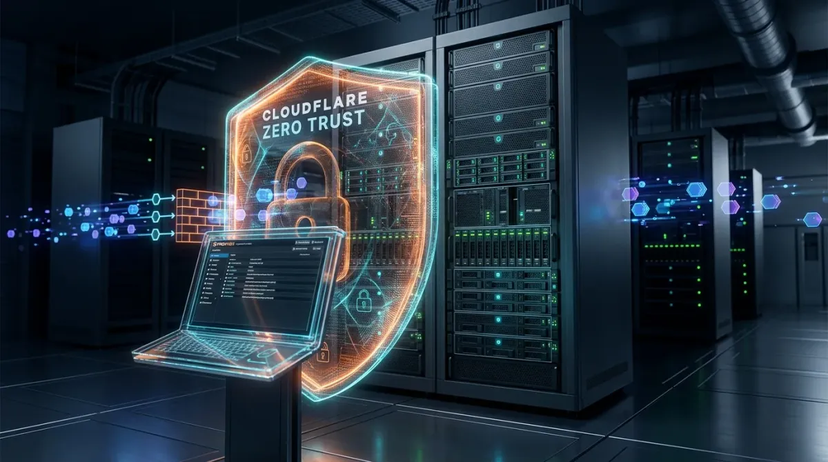 Proxmox VE Web UI secured by Cloudflare Zero Trust with encrypted tunnel bypassing perimeter firewall