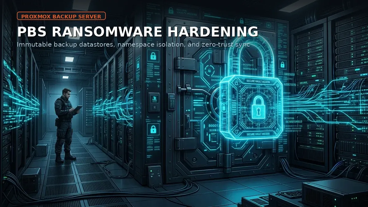 Encrypted Proxmox Backup Server datastore architecture with ransomware protection locks