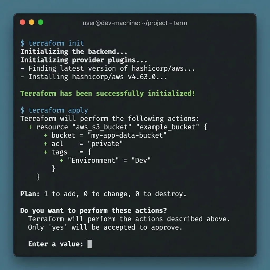 Terminal Terraform Init dan Apply