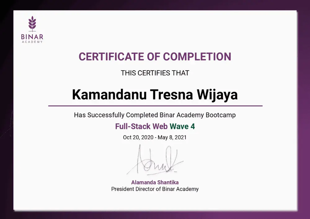 Sertifikat Full Stack Web Development